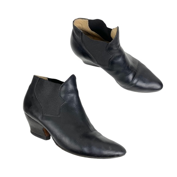 Acne Studios Alma Mid Heel Pull On Leather Ankle Boots in Black 39 - Picture 11 of 15